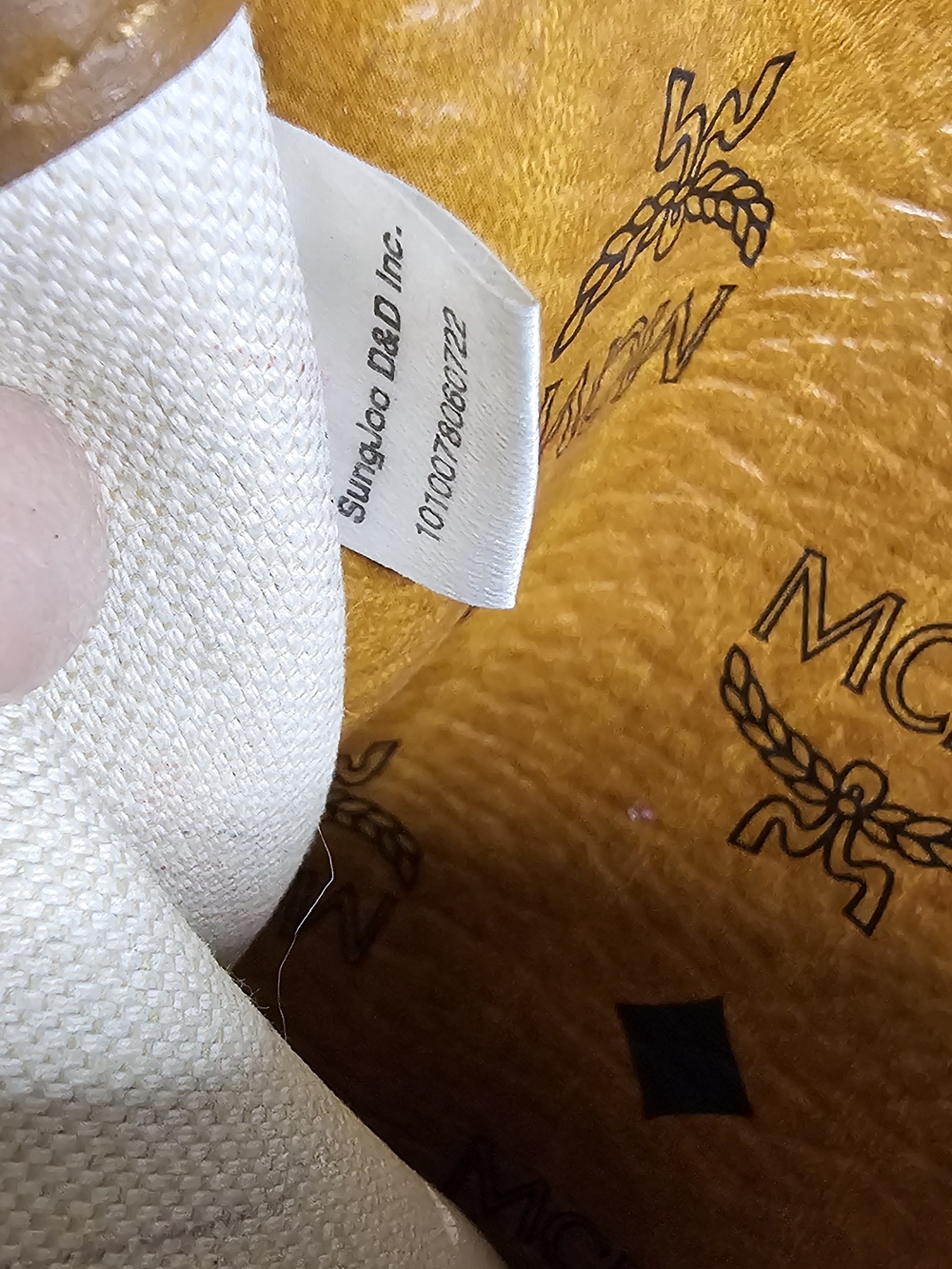 MCM Cognac Monogram Tote with Pink Center Stripe - Picture 13 of 16